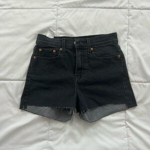 Levi’s black high waisted denim shorts